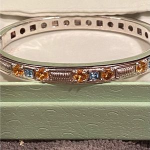Authentic Judith Ripka Sterling Silver 925 Blue topaz & Citrine Bracelet